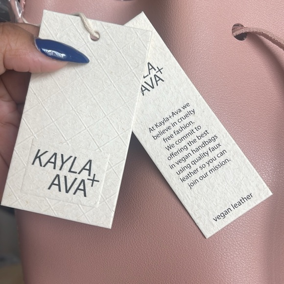 Kayla + Ava Vegan Leather Dusty Rose Bucket Bag - Picture 6 of 8
